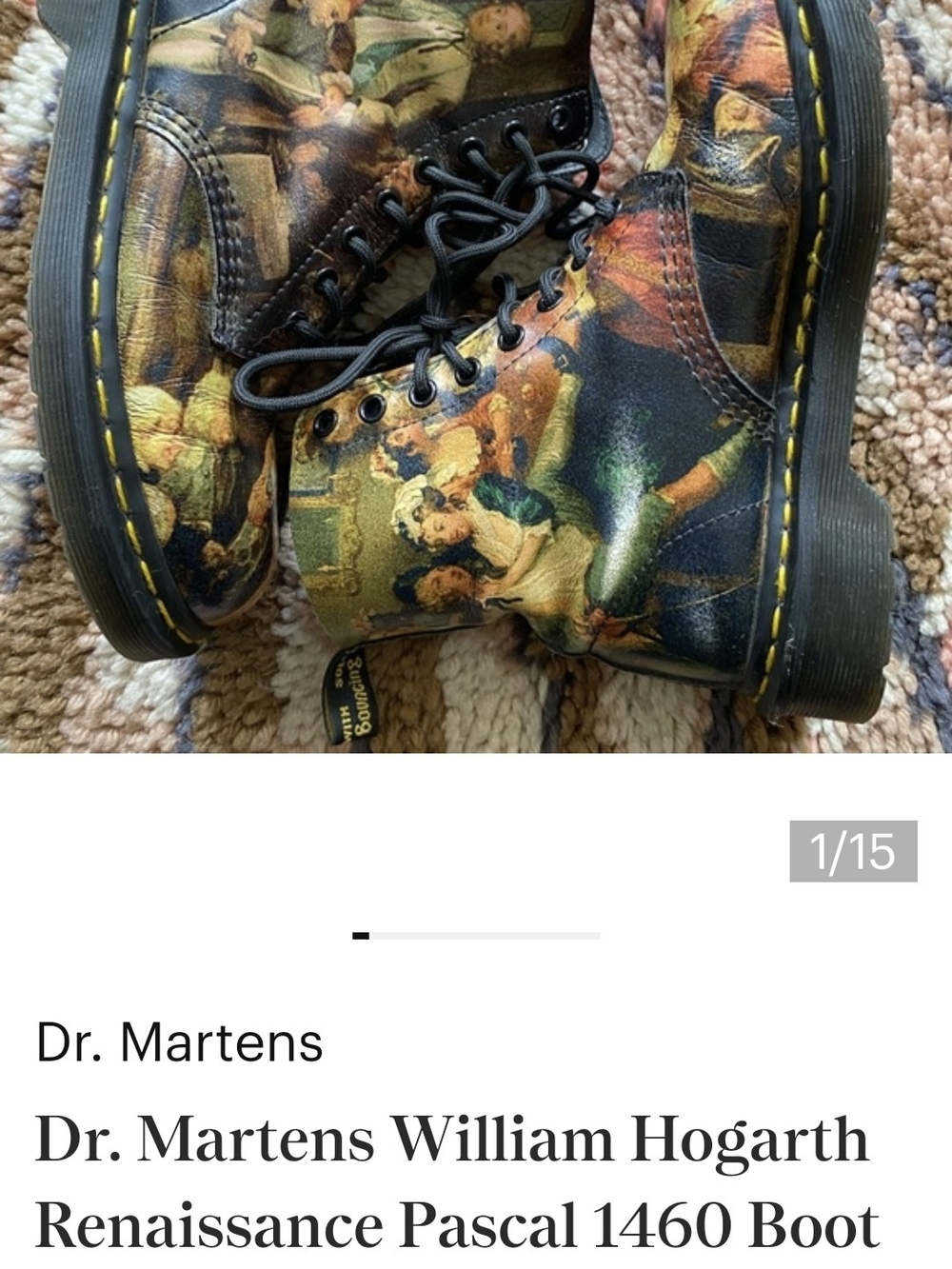 Dr. Martens Kids' William Hogarth Printed Pascal 8-Eye Boots in Multicolor